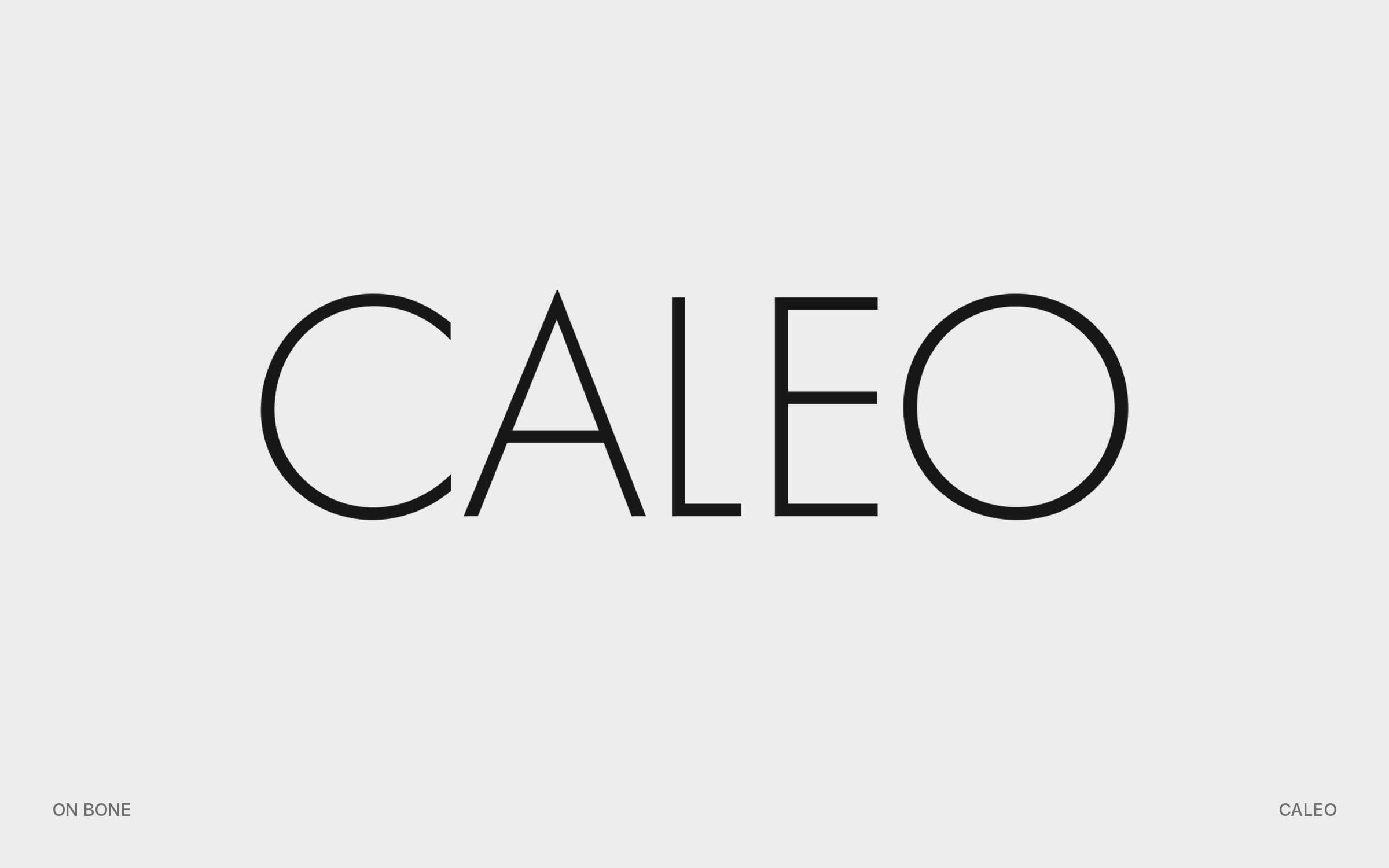 Black CALEO wordmark on a light bone background