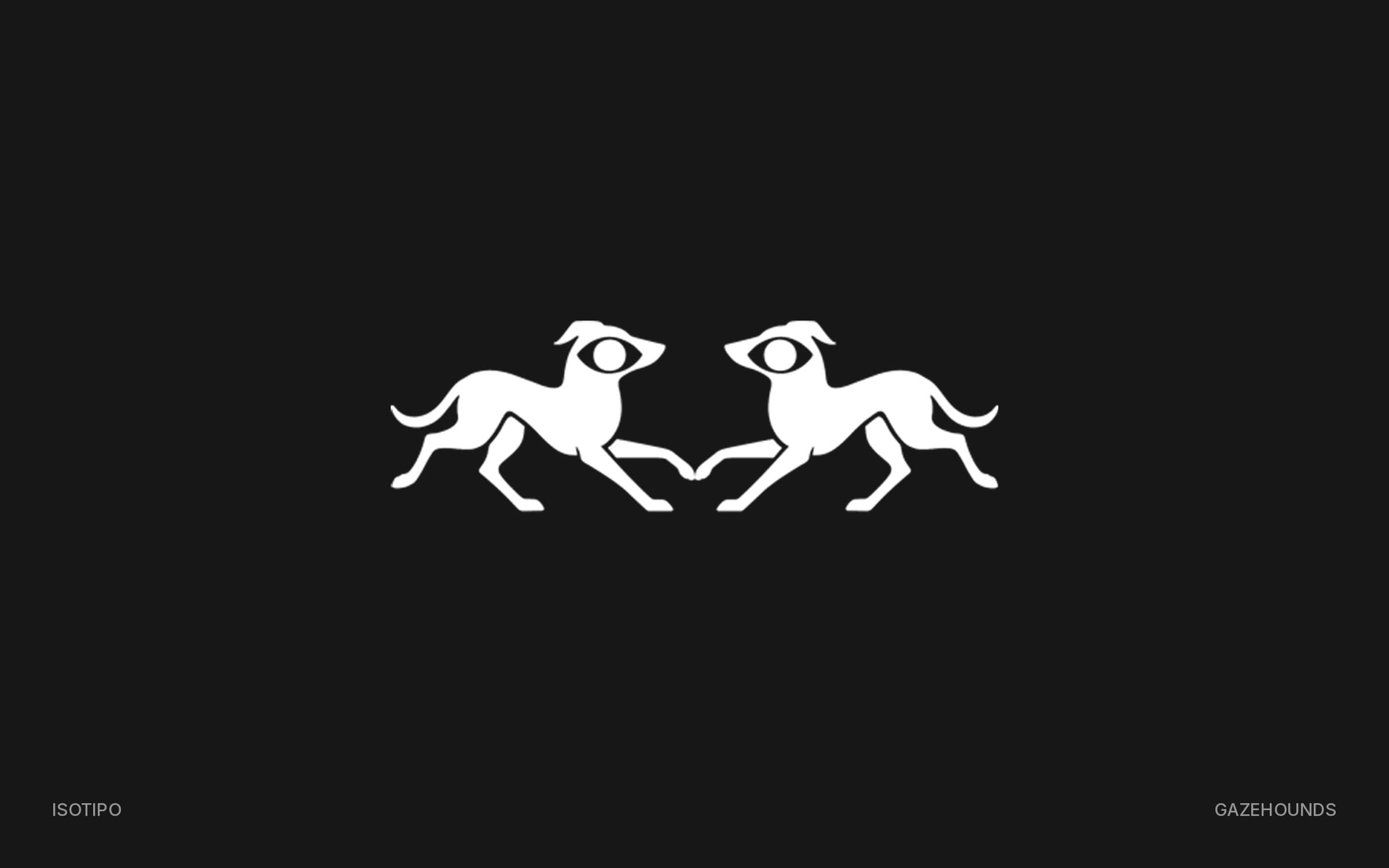 The two facing greyhounds alone in white on a near-black background